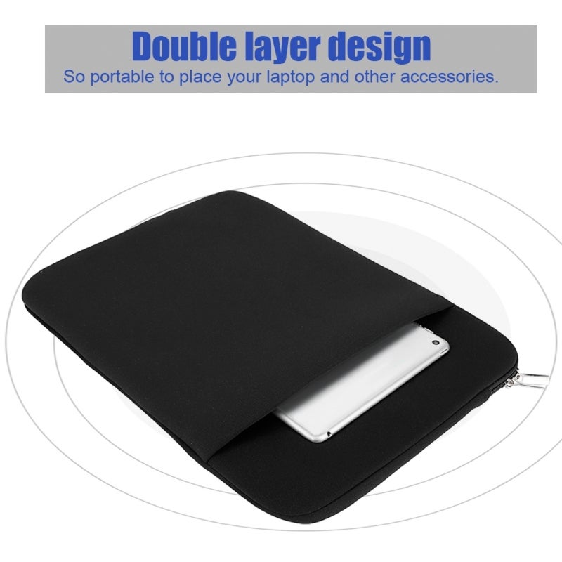 Laptop Sleeve: 13/15in Black Ultra-Thin British Style - Double-Layer Shockproof Laptop Case for Office, Daily Commute & MacBook Users - Image 2