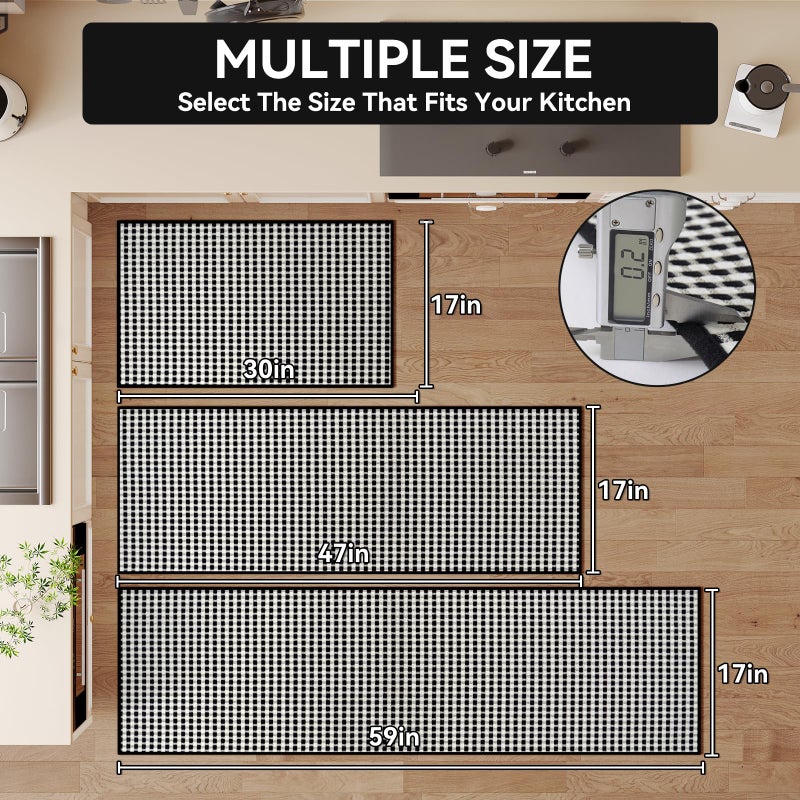 YDKGL Kitchen Mats for Floor, Super Absorbent Kitchen Rugs Non Slip Washable, Rubber Backing Soft Chenille Braided Kitchen Runner Rug Standing Mat Sink Mat, Easy to Clean, Black 17"x30" - Image 2