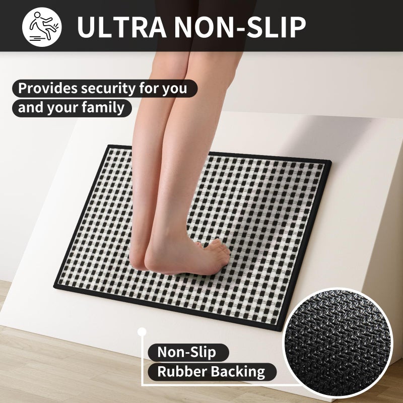 YDKGL Kitchen Mats for Floor, Super Absorbent Kitchen Rugs Non Slip Washable, Rubber Backing Soft Chenille Braided Kitchen Runner Rug Standing Mat Sink Mat, Easy to Clean, Black 17"x30" - Image 4