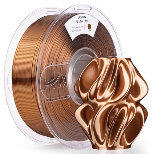 AMOLEN Silk PLA Filament 1.75mm 3D Printer Filaments, Shiny Coffee Gold Filament for 3D Printing, 1kg(2.2lbs) Spool, Compatible with Most FDM Printer(Silk Coffee Gold) - Image 1