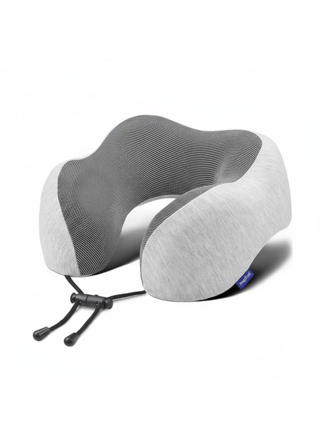 Harmony Home Travel Pillow Pure Memory Foam Neck Pillow – Grey - Airplane Sleeping Cushion with Neck & Head Support for Travel, Home & Office Use - Image 1