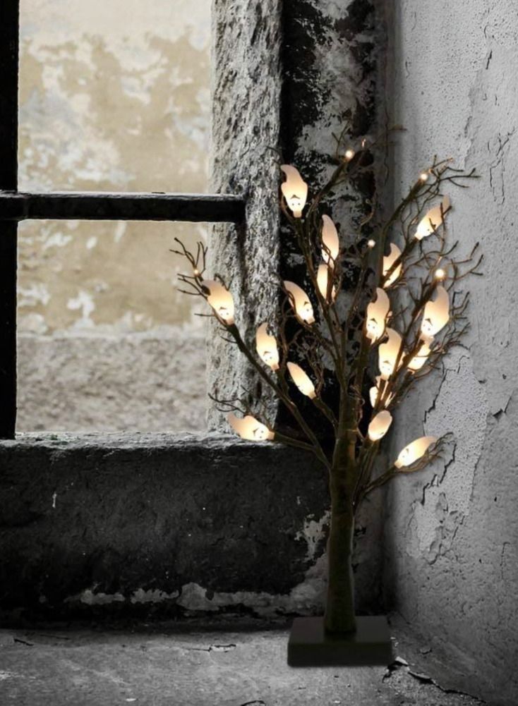 سلة شجرة مع مصابيح مضيئة على شكل أشباح للاحتفال بالهالوين قياس 60 سم - Image 5