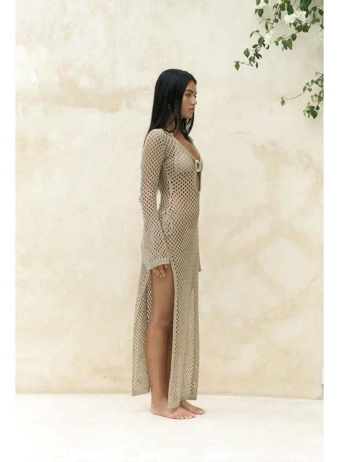 Bohemai  Seychelles Wooden Ring Detail V‑neck Knit Dress. for Women | Best Price UAE