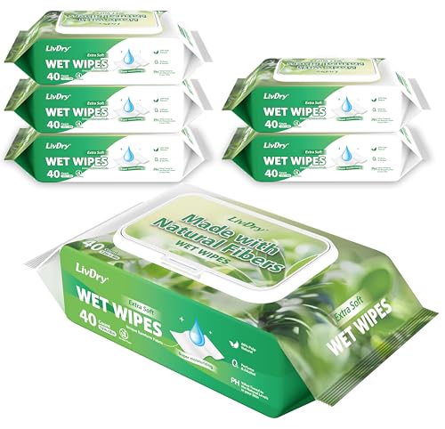 LIVDRY مناديل ليف دراي للبالغين، مناديل كبيرة قابلة للتخلص 12x8 بوصة، مناديل لكبار السن، مناديل لغسل الجسم للتنظيف، 40 قطعة (6 عبوات) - Image 2