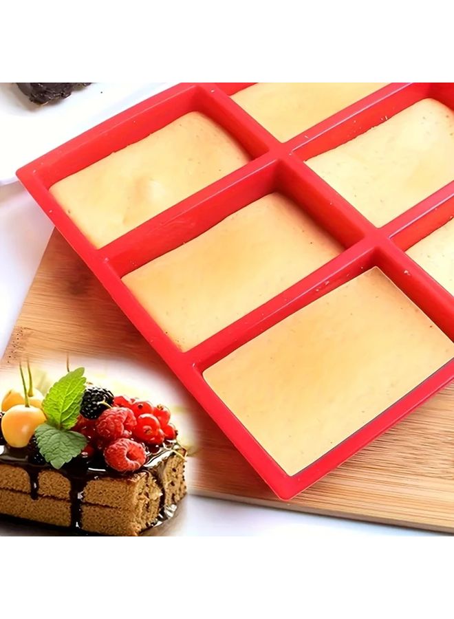 Red Silicone Baking Mold 9 Cavity Mini Bread Tray For Cakes Muffins Brownies - Image 2