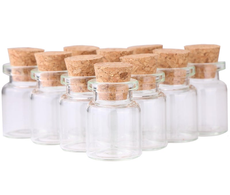 Maxmau 100 Count Small Glass Bottles With Corks 5Ml Tiny Vials Clear Mini Jars Wooden Stopper For Art Crafts Storage Party Decoration Wedding Favors - Image 2