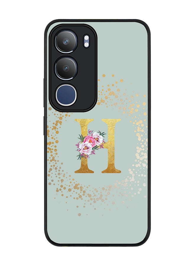 Stylizedd For vivo Y19s / Y19s Pro Case,Slim fit Camera Protection, Shockproof Thin Phone cover  - Custom Monogram Floral - H  (Light Grey )