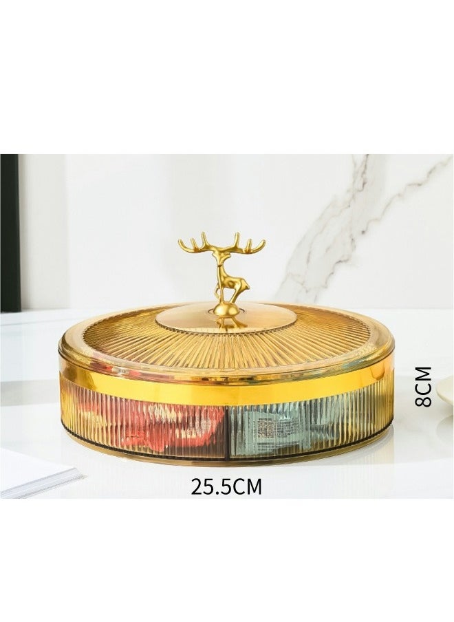 شيبشيب - صينية تقديم دائرية مقسمة مع طبق مكسرات سكوبارتي مع غطاء أصفر 25.5x8 سم - Image 1