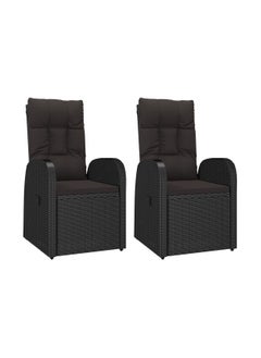 Reclining Garden Chairs 2 pcs with Cushions Poly Rattan Black - pzsku/Z65D5A6DB85AC3C55AE9EZ/45/_/1731147086/c4e92e37-f81b-43c7-908a-540a0481e8a2