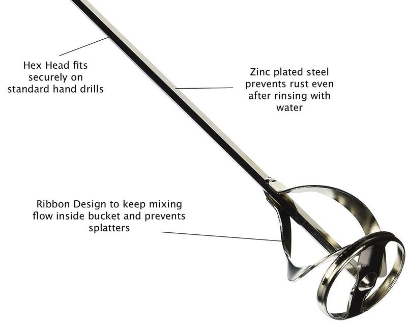 KROST Paint Mixer Rod, Stirrer Rod for Drill Machine (15"x 3", Medium, Steel Sliver) - Image 5