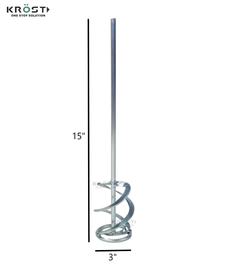 KROST Paint Mixer Rod, Stirrer Rod for Drill Machine (15"x 3", Medium, Steel Sliver) - Image 4