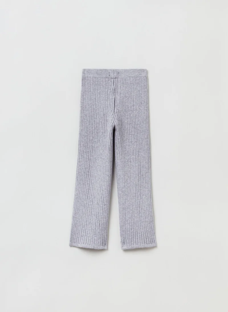 او في اس Ovs Girls Rib Knit Wide Leg Trouser