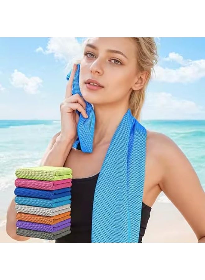 منشفة تبريد ثلج سريعة الجفاف مخصصة للرياضات الخارجية، منشفة صالة الالعاب الرياضية من المايكروفايبر ماصة للعرق مع تبريد فوري، طباعة تسامية للياقة البدنية والتخييم والرقبة والوجه والاستخدام اثناء السفر - Image 1