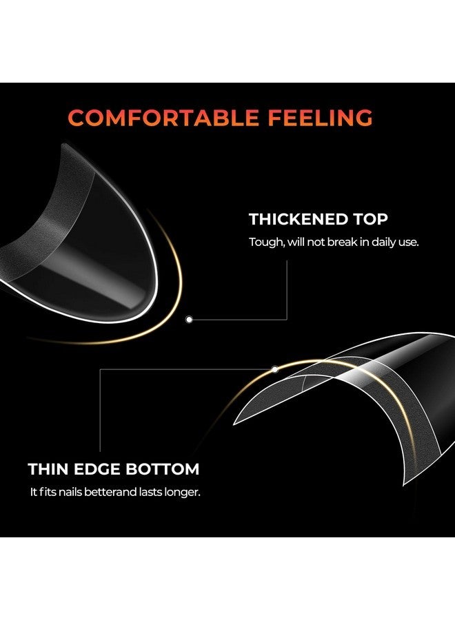 ranrose Short Almond Nail Tips 240Pcs Half Matte Soft Gel Nail Tips 12 Sizes Short Almond Half Cover False Nails With Handles For Press On Nails Extension Art Home & Diy Nail Salon With Box - Image 3