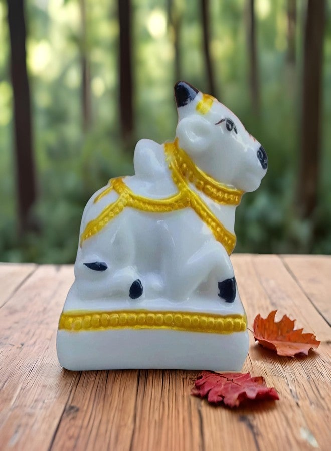 SHINDE EXPORTS Marble Shivling Religious With Nandi Set For Home Puja Small 6Cm (White) (Only Nandi) - Image 1