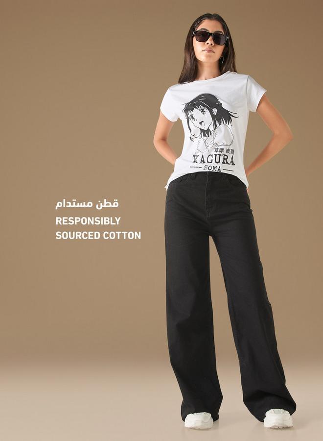 اس بي كاركترز تيشيرت بأكمام قصيرة وطبعات من كاجورا - Image 2