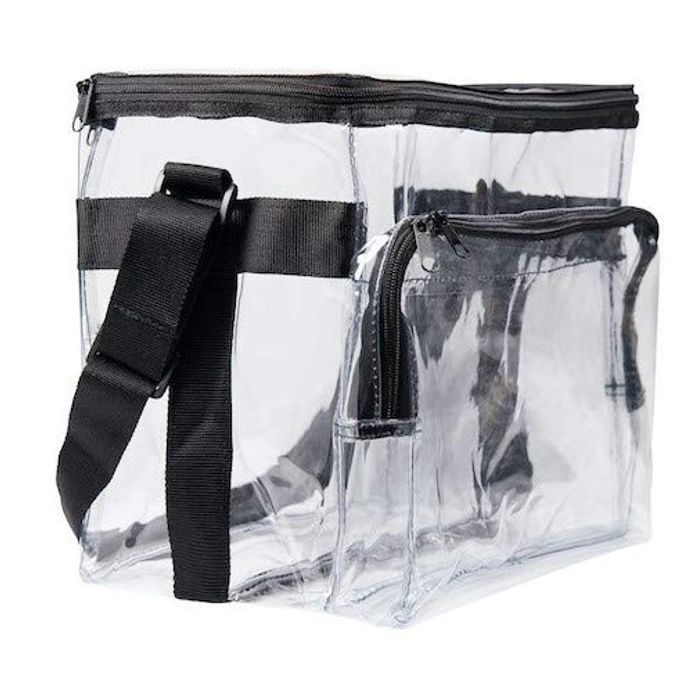 Dycica Large Clear Lunch Bags For Work See Through Plastic Lunch Box with Adjustable Strap and Front Storage Compartment Transparent Lunch Bags For Men and Women - Image 1