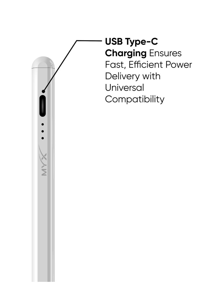 MYX Glide Universal Stylus Pen | Magnetic Attachment | USB-C Fast Charging | 8-10 Hour Battery (MK503) - Image 3
