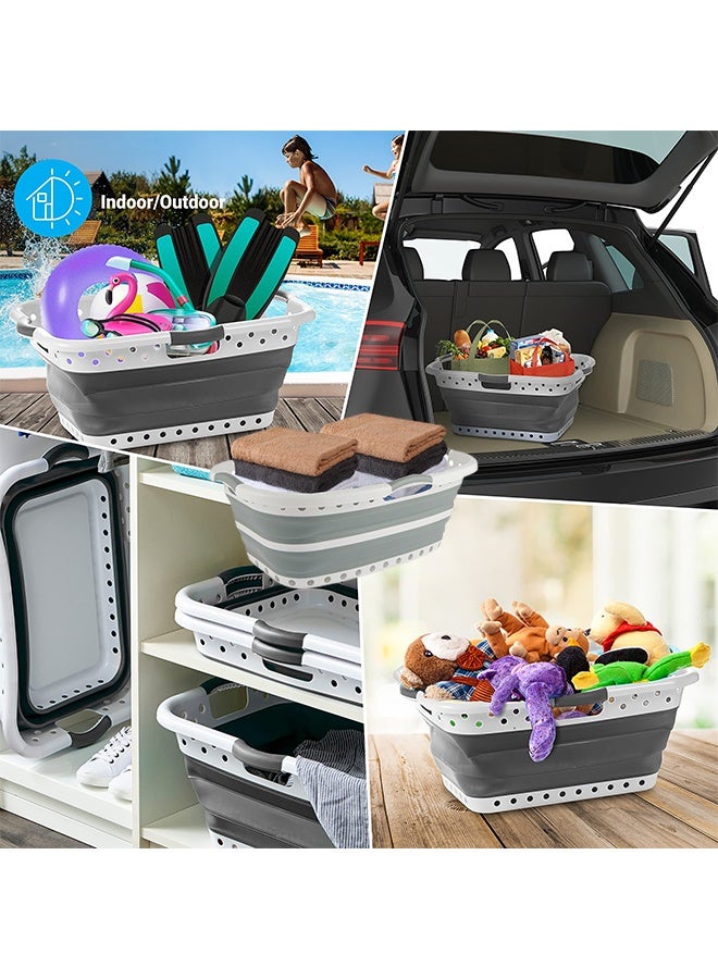 YelaJoy Collapse and Store Collapsible Plastic Laundry Basket, Large 1 pc Pop Up Laundry Hamper with 3 Comfort Grip Handles, Gray - Image 5