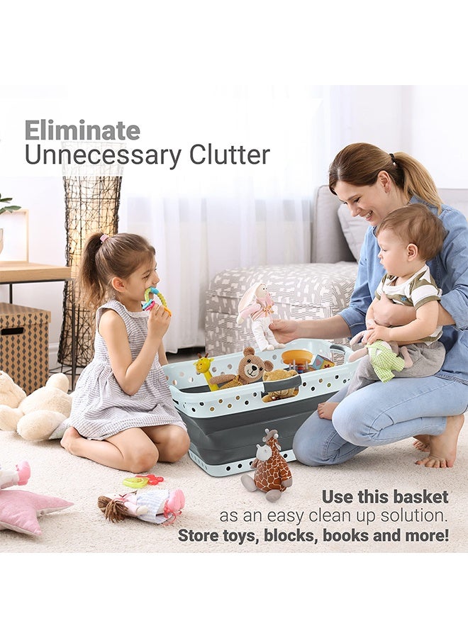 YelaJoy Collapse and Store Collapsible Plastic Laundry Basket, Large 1 pc Pop Up Laundry Hamper with 3 Comfort Grip Handles, Gray - Image 4