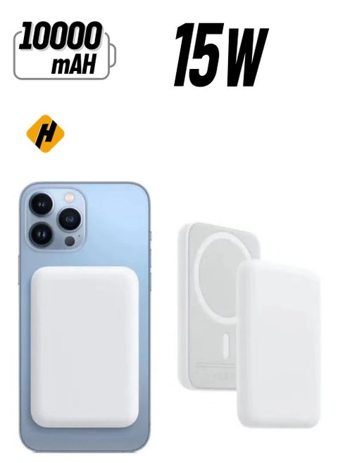 MagSafe Wireless Power Bank for iPhone 16 Pro Max – 10,000mAh Portable Charger (White)