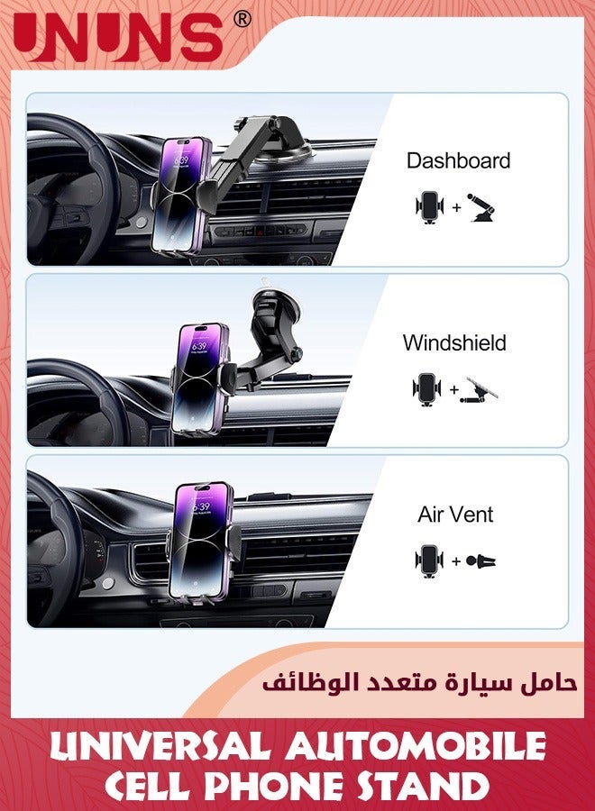 UNUNS Car Phone Holder Mount,Ultra-Durable Cell For Car, Universal Mount Dashboard Windshield Vent Compatible With iPhone 15 14 13 12 11, Samsung, Bumpy Roads Friendly - Image 3