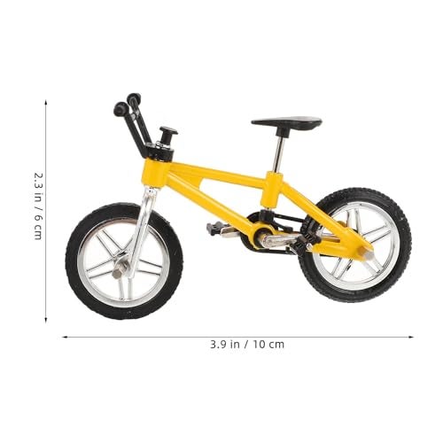 Lurrose 1 Set Miniature Bicycle Scooter Set Model Helmet Mini Finger Bike Toy Micro Landscape Ornament Miniature Garden Accessory 112 Scale Yellow - Image 5