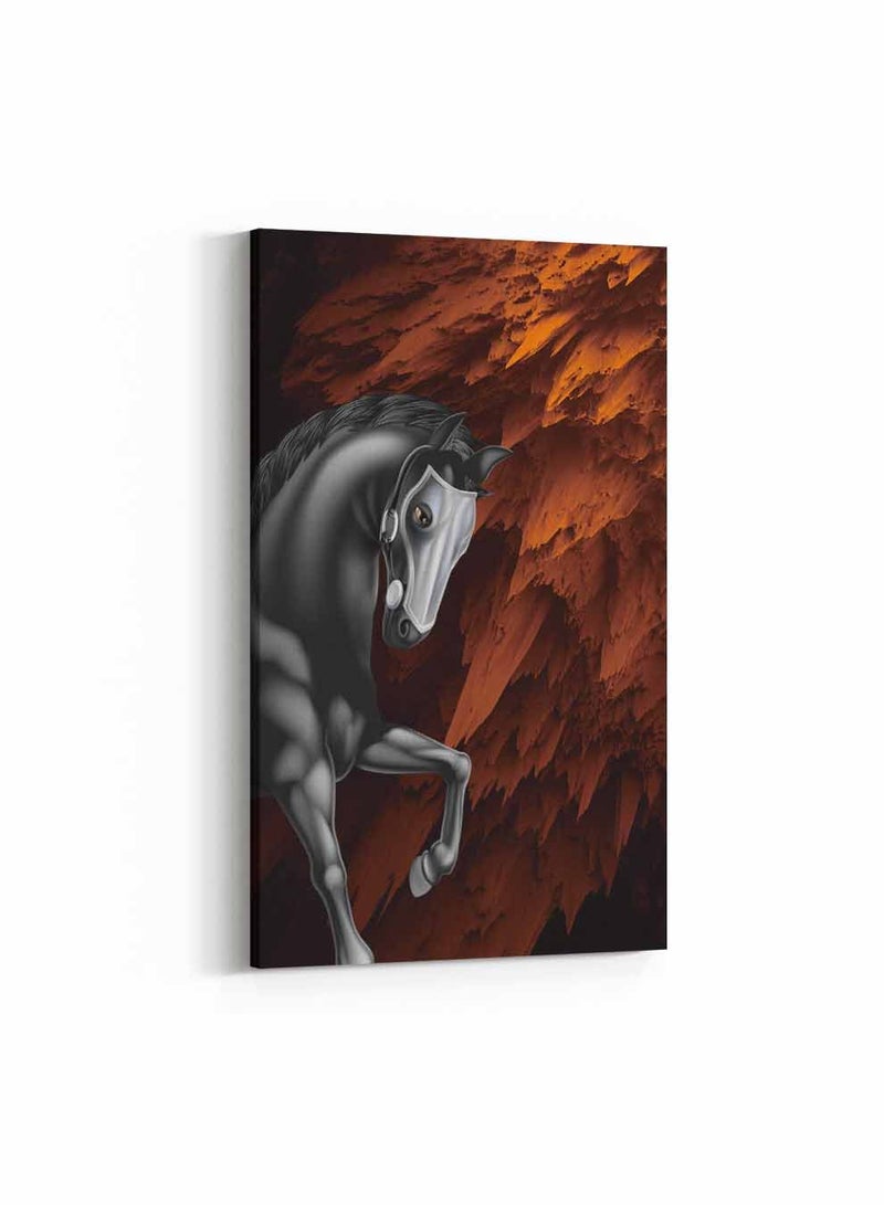 لوحة كانفاس على إطار خشبي، تصميم فن زيتي لحصان محارب، للمنزل، غرفة المعيشة، المكتب، الديكور - Image 1
