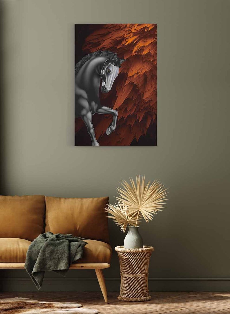 لوحة كانفاس على إطار خشبي، تصميم فن زيتي لحصان محارب، للمنزل، غرفة المعيشة، المكتب، الديكور - Image 3