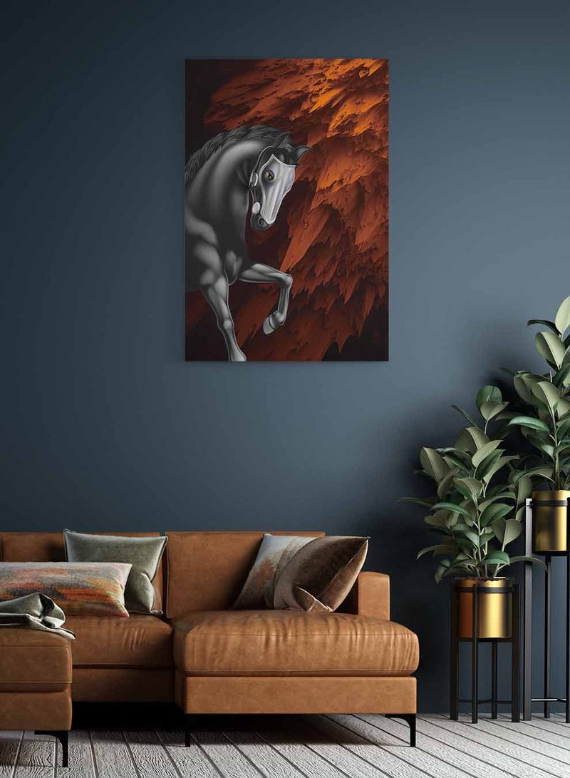 لوحة كانفاس على إطار خشبي، تصميم فن زيتي لحصان محارب، للمنزل، غرفة المعيشة، المكتب، الديكور - Image 2