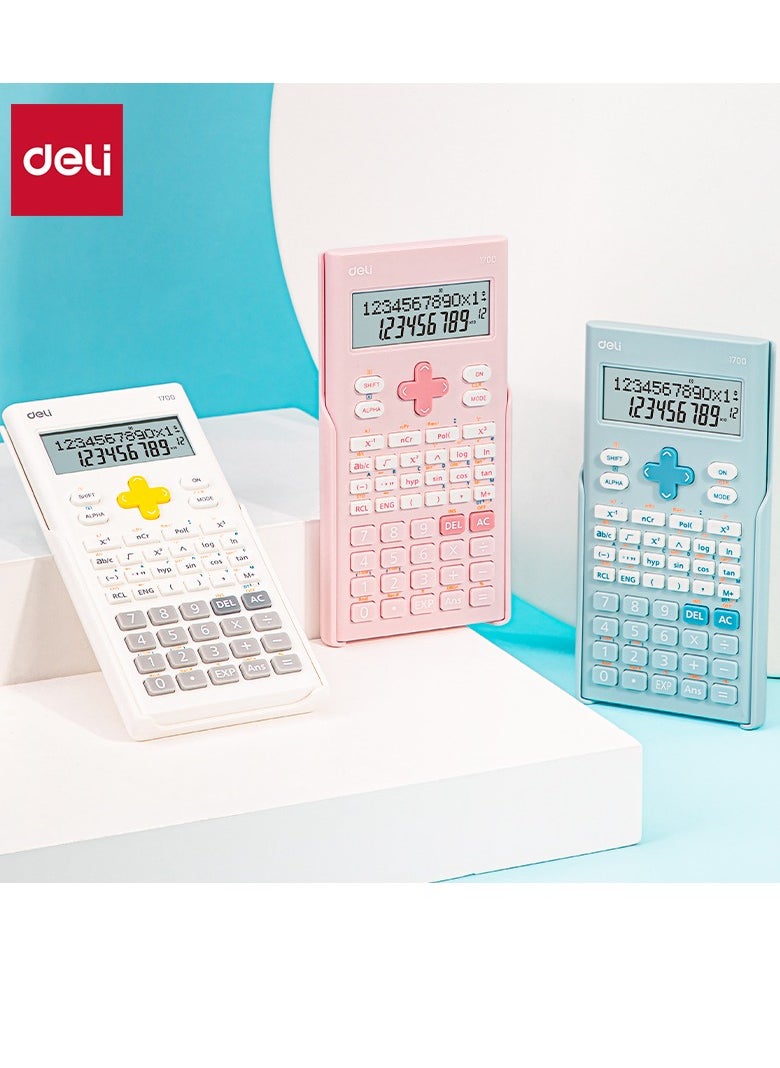 Deli - Deli E1700 Exam-Compliant Scientific Calculator with 240 Functions, 10+2 Dual Line Display & 5-Year Warranty - Pink - Image 1