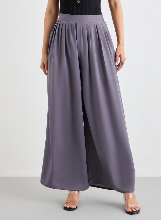 ستايلي بنطال بأرجل واسعة وخصر نصف مطاطي - Image 2