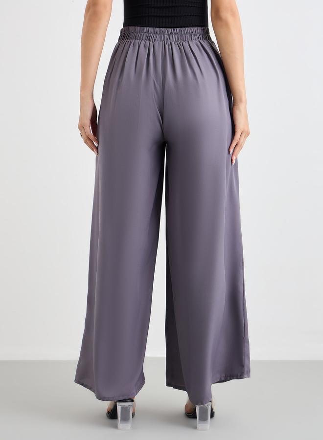 ستايلي بنطال بأرجل واسعة وخصر نصف مطاطي - Image 4