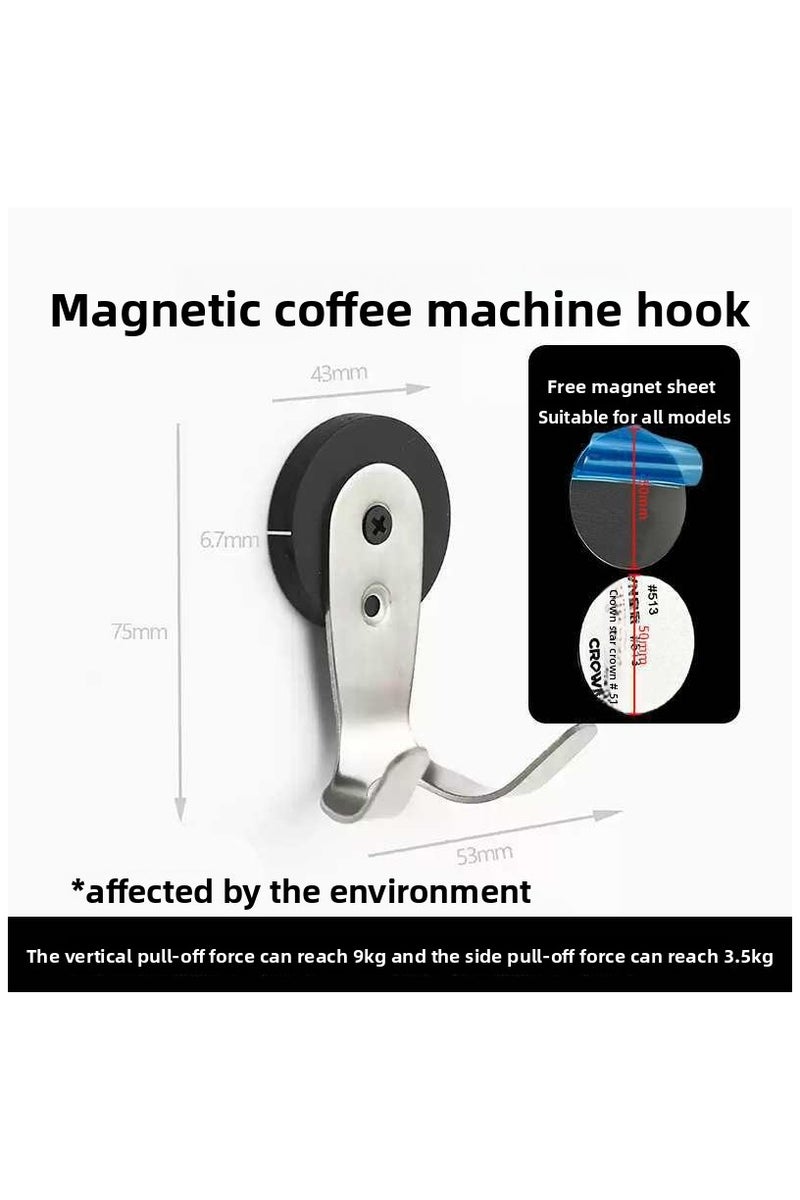 كرونايتي خطاف الوزن متعدد الوظائف مغناطيسي - رف تخزين مقبض القهوة المتوافق - مناسب للمطبخ والمكتب والسيارات والغرفة - تصميم خالٍ من الحفر ، يمكن استخدامه سهل التثبيت ، الحمل 9 كجم في آلة قهوة غسالة الثلاجة (الفضة) - Image 2