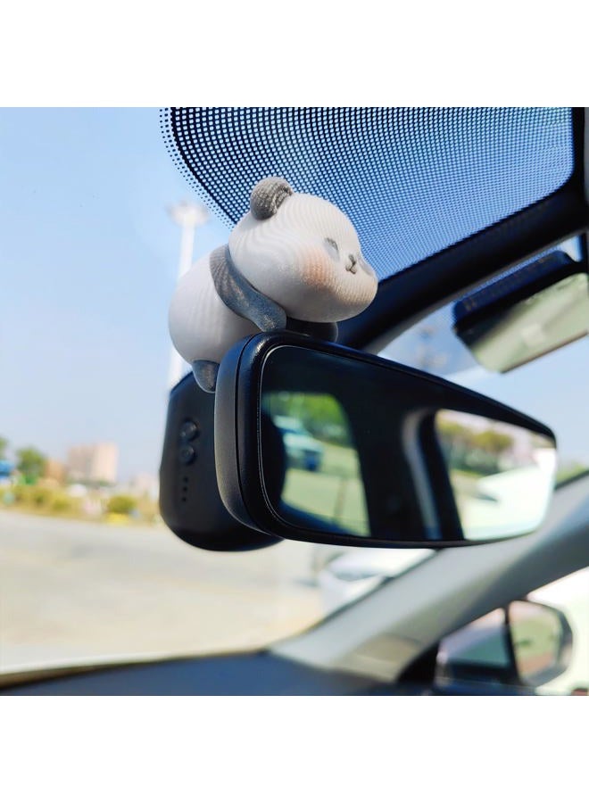 Motaney Cute Furry Animal Rear View Mirror Accessories, Car Center Screen Decoration Car Dashboard Ornament, Car Decor Car Mirror Charm Car Accessories Interior for Women/Men - Image 4