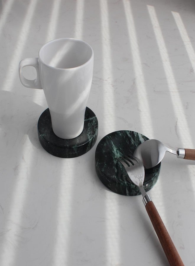 Nawgnail Natural Verde Alpi Green Marble Soap Dish, Round Small Jewelry Dish, Sponge Holder for Bathroom, Kitchen - Image 5