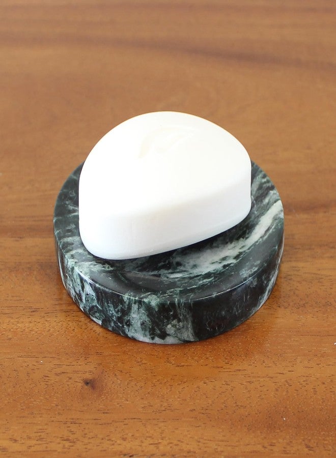 Nawgnail Natural Verde Alpi Green Marble Soap Dish, Round Small Jewelry Dish, Sponge Holder for Bathroom, Kitchen - Image 2