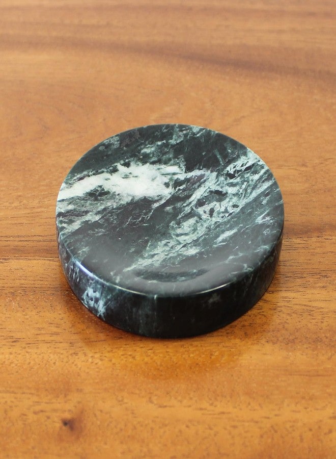 Nawgnail Natural Verde Alpi Green Marble Soap Dish, Round Small Jewelry Dish, Sponge Holder for Bathroom, Kitchen - Image 1