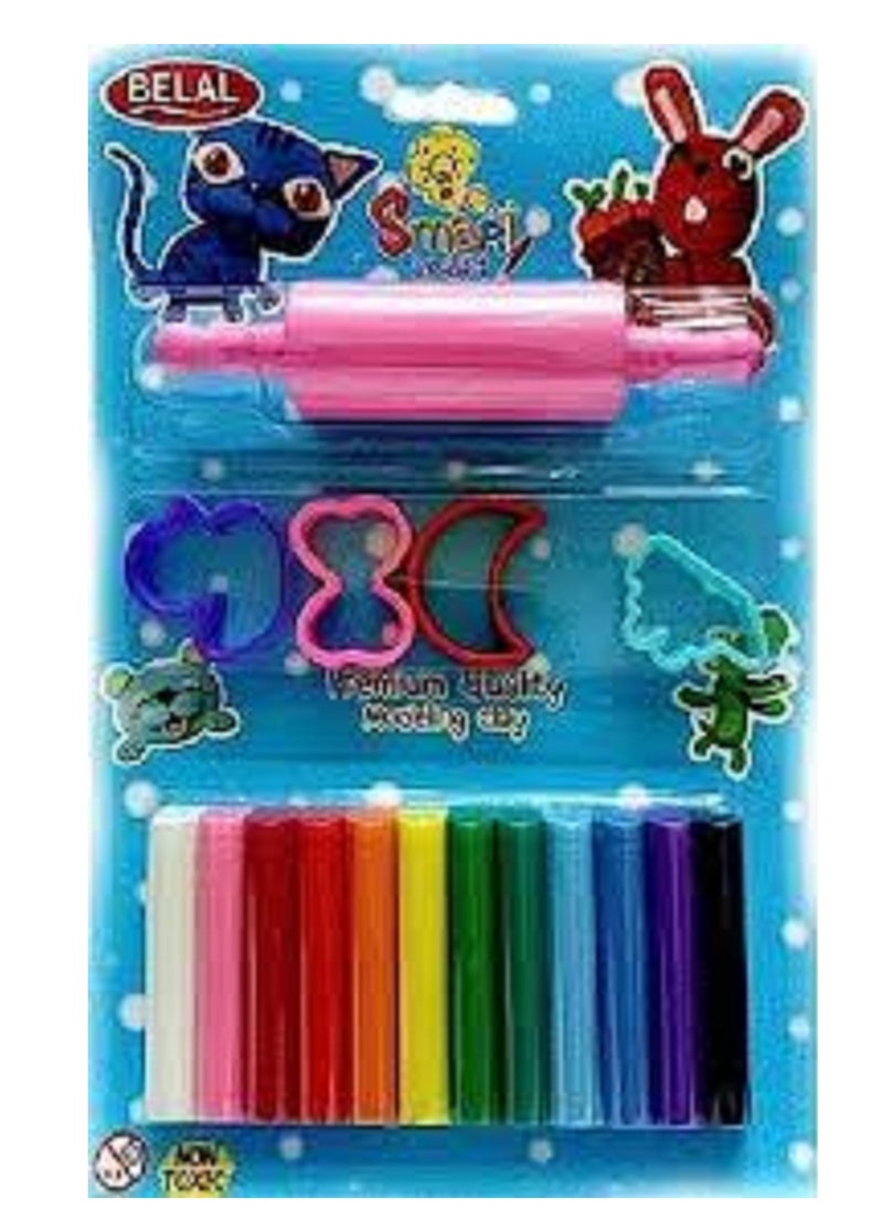 Generic MultiColored Clay For Unisex Large Rolling Pin With 4 Toys And 12 Colors 