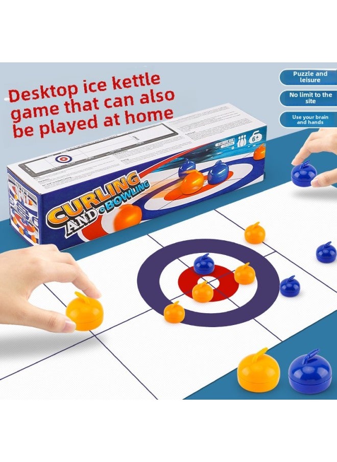 null - Table Curling Portable Casual Desktop Ice Hockey Decompression Toy Children Parent-Child Interaction Adult Party Battle Game-Colour:Spliced ​​plate Curling Set-Specification:Standard - Image 1