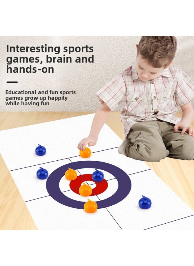 null - Table Curling Portable Casual Desktop Ice Hockey Decompression Toy Children Parent-Child Interaction Adult Party Battle Game-Colour:Spliced ​​plate Curling Set-Specification:Standard - Image 1
