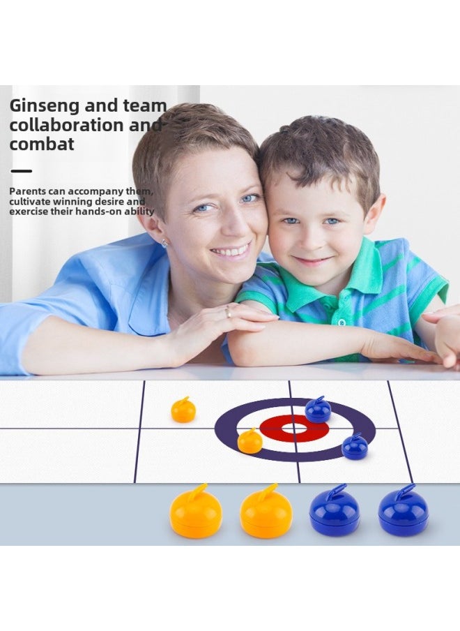 null - Table Curling Portable Casual Desktop Ice Hockey Decompression Toy Children Parent-Child Interaction Adult Party Battle Game-Colour:Spliced ​​plate Curling Set-Specification:Standard - Image 1