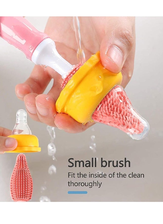 Aissiora Baby Bottle Cleaning Brush Set for Travel, 5 In 1 Bottle Cleaning Brush Kit with Silicone Bottle Brush/Nipple Brush/Straw Cleaning Brush/Baby Bottle Drying Rack, Portable Baby Feeding Bottle Cleaner  - Image 4
