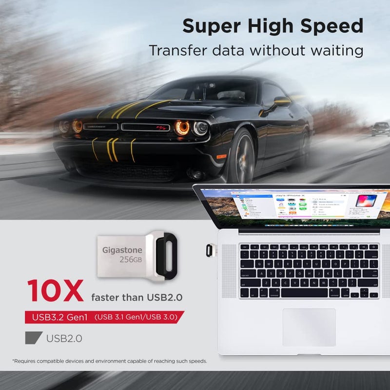 GIGASTONE Z90 256GB USB 3.2 Gen1 Flash Drive, Mini Fit Metal Waterproof Compact Pen Drive, Reliable Performance Thumb Drive, USB 2.0 / USB 3.0 / USB 3.1 Interface Compatible - Image 4