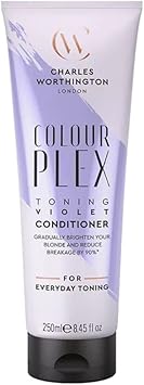 Charles Worthington ColourPlex Toning Violet Conditioner Tone and Brighten for Blonde Hair Salon Purple Toning Conditioner for Blondes 250 ml - Image 1