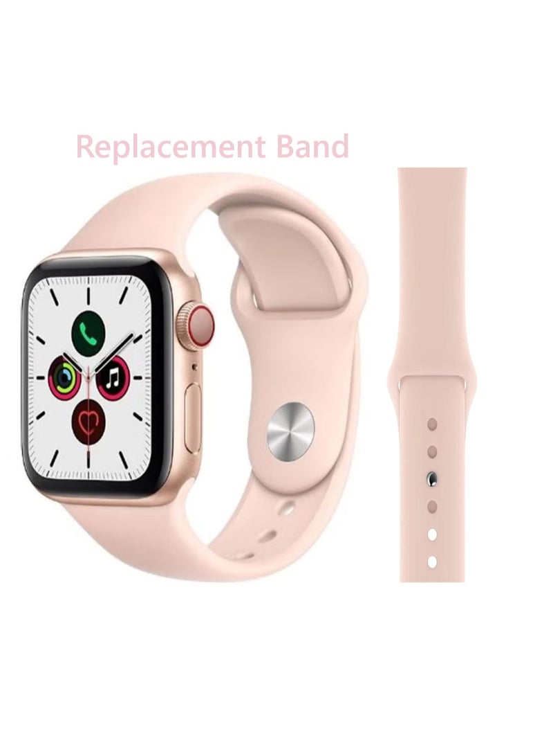 Silicone Sport Band Compatible with 42mm(Series 10)/41mm/40mm/38mm for Apple Watch All Series Pink Sand - Image 1