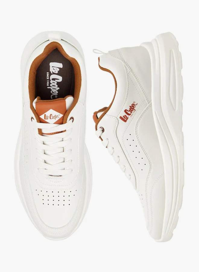 لي كوبر Men's Perforated Panelled Lace-Up Sneakers