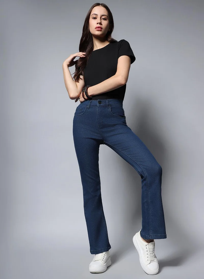 Women Blue Bootcut Stretchable Jeans