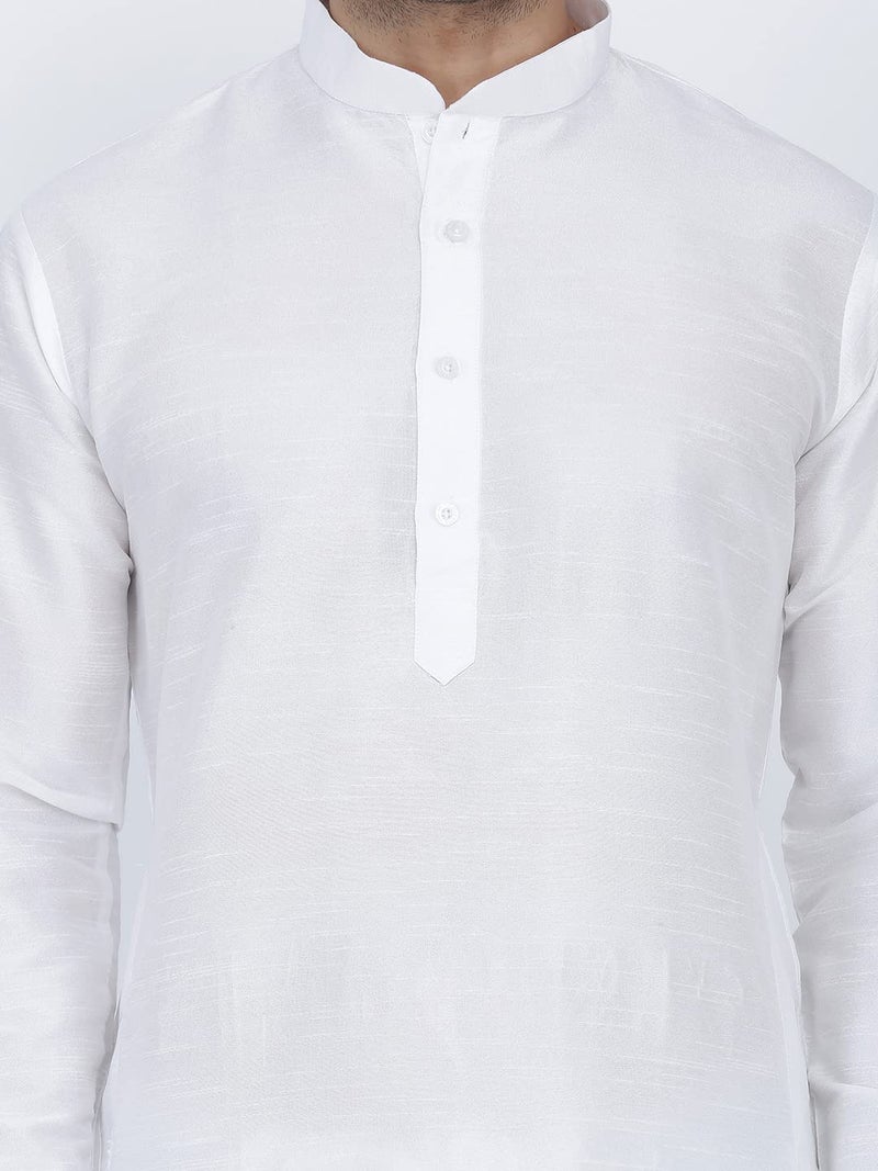 Royal Kurta Men's Silk Blend Kurta & Churidaar Pyjama Set (42, White) - Image 5