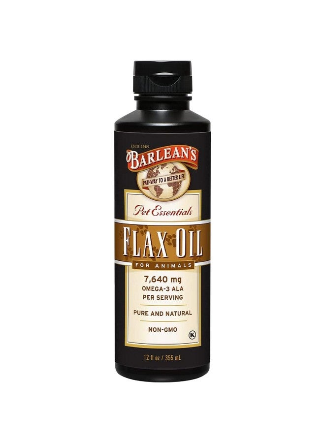 Barlean's Flaxseed Oil for Animals, Pet Essential Liquid Omega 3 Fatty Acids Cat and Dog Oil Supplements for Skin and Coat, Omega 3 for Dogs, Cats and Other Pets, 12 oz - Image 1